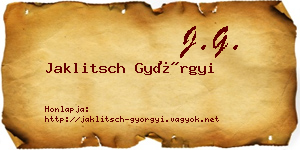 Jaklitsch Györgyi névjegykártya